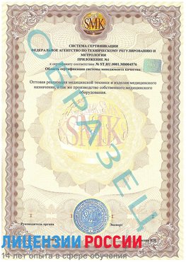 Образец сертификата соответствия (приложение) Кимры Сертификат ISO 13485